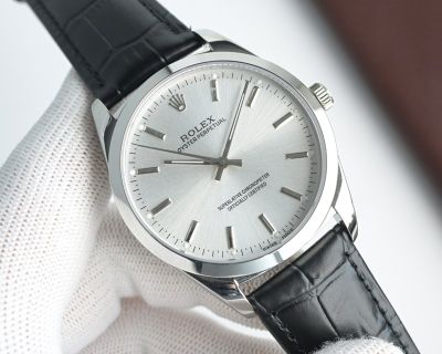 Rolex Oyster Perpetual 8215 Movement 40mm 316L Steel Calfskin Band Watch